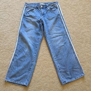 Rewash Blue Wide Leg Jeans with White Stripes